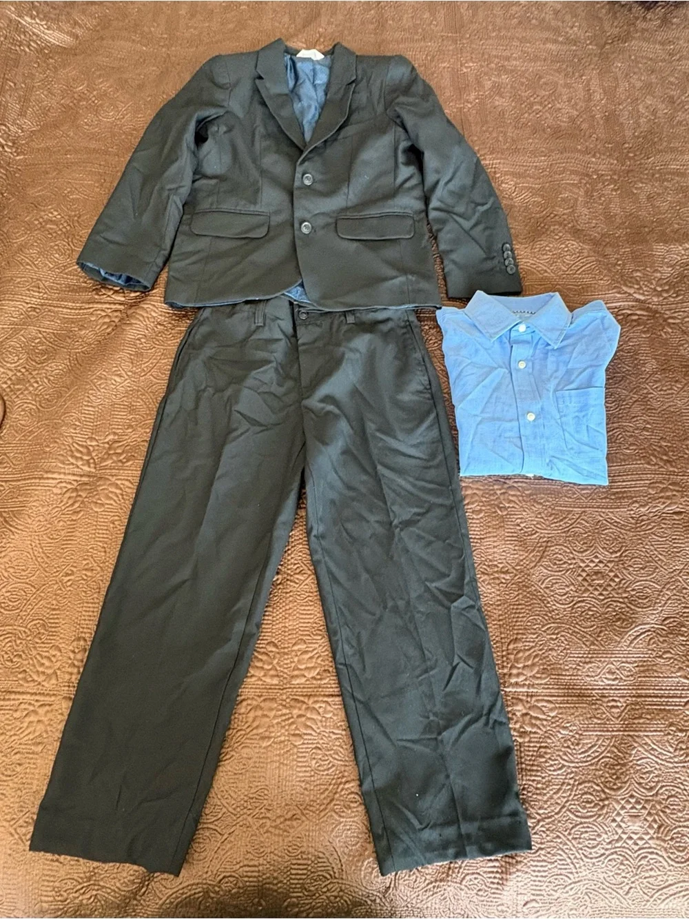 Cat & Jack Black Suit Set with Blue Shirt
